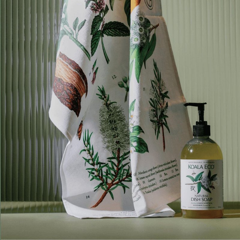 仙女懶媽XKOALA ECO澳洲科菈 手繪風植物圖鑑茶巾 - 雪文洋行